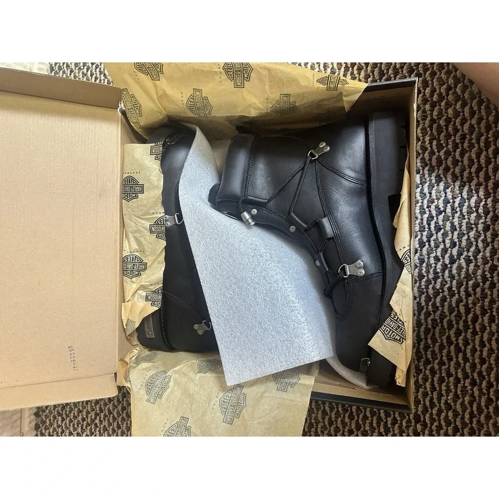 NIB HARLEY DAVIDSON Mens 13 Leather BRAKE LIGHT Riding Boots Biker Moto BLACK